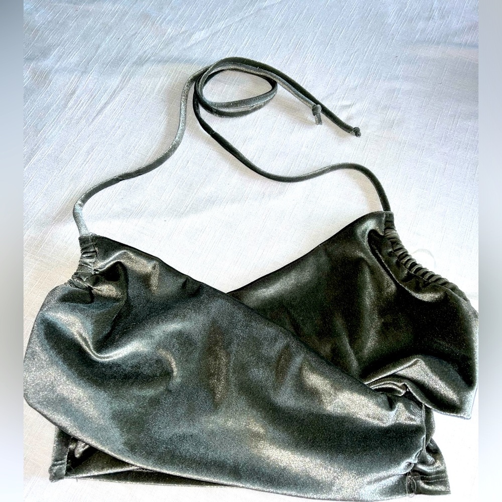 Le lis cropped velvet halter tank top pewter  holiday chic party club sexy NWOT